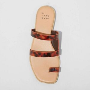 A New Day Women's Marilyn Slide Sandals Tortoise Print Toe Loop Flats. S…